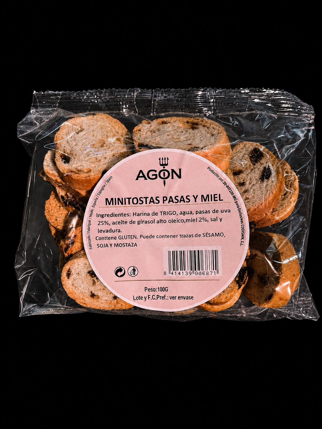 Mini tostas pasas y miel